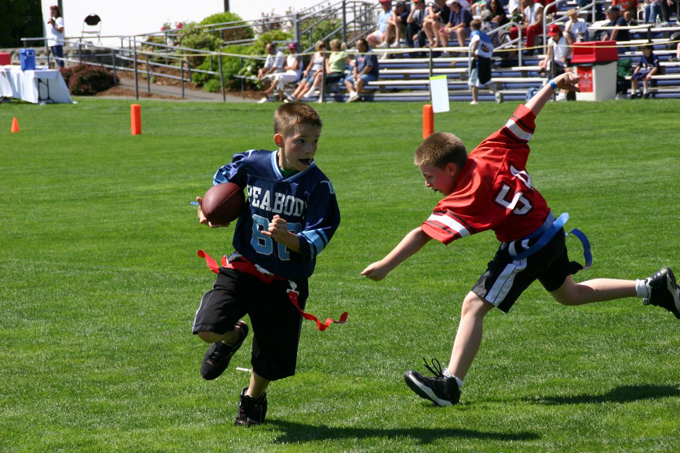 Peabody Fake Out Peabody flag football action