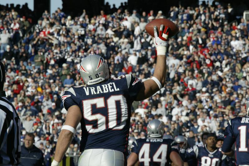 Mike Vrabel #50 will always be remembered by Patriots fans