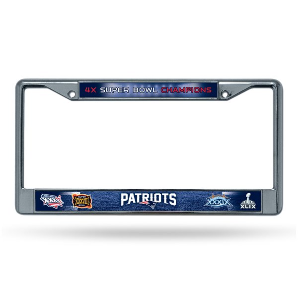 Official New England Patriots 4X Champs Chrome License Plate