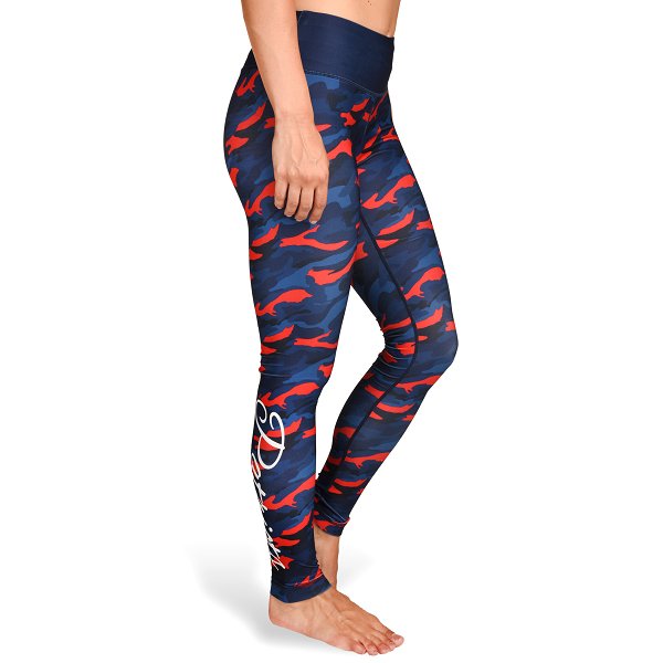 Official New England Patriots ProShop - Ladies Camo Leggings-Navy/Red