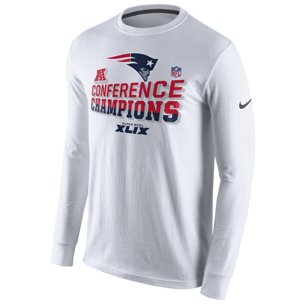 Official New England Patriots ProShop - 2014 AFC Champions L/S Tee-White